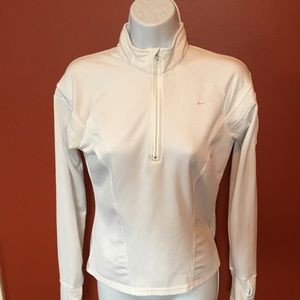 Nike Fit Dry half zip white pullover thumb loops